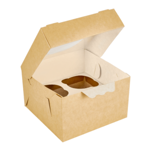 Картонная коробка на 4 маффина (разделитель в комплекте) размером 160*160*100мм.